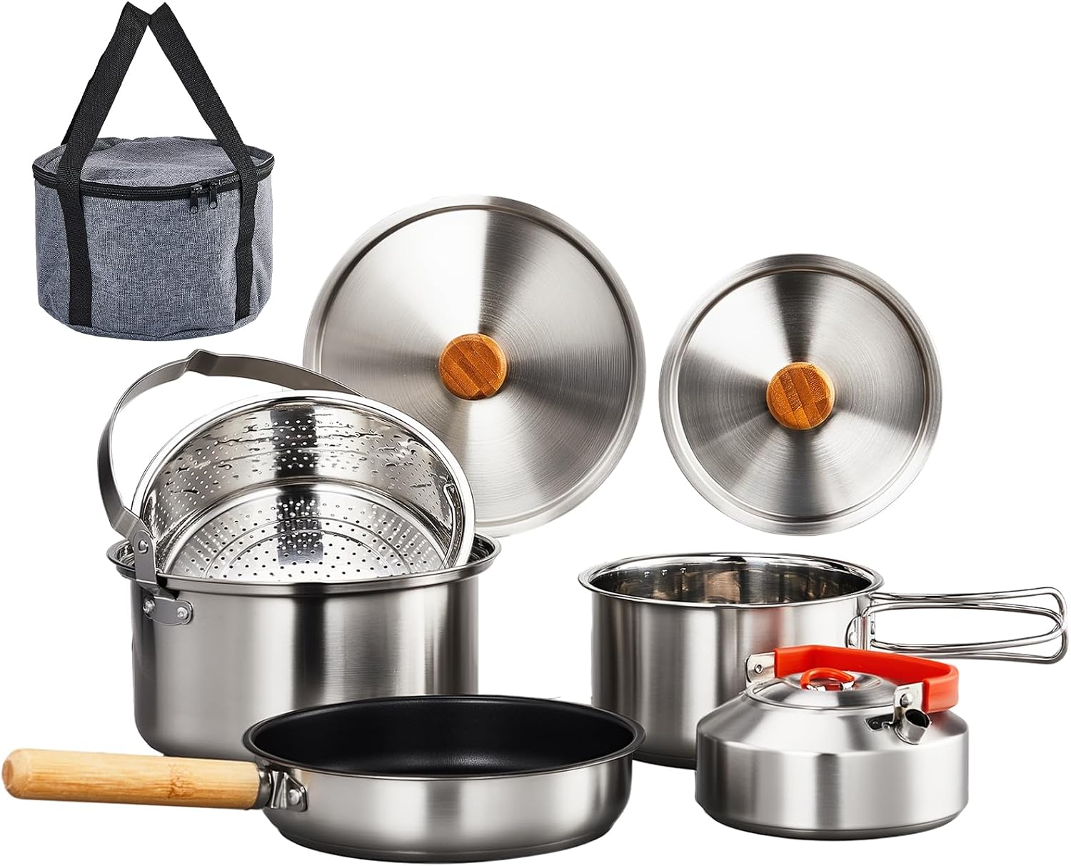 Outdoor Camping Fire - 6pcs Cookware Set, 304 Stainless Steel