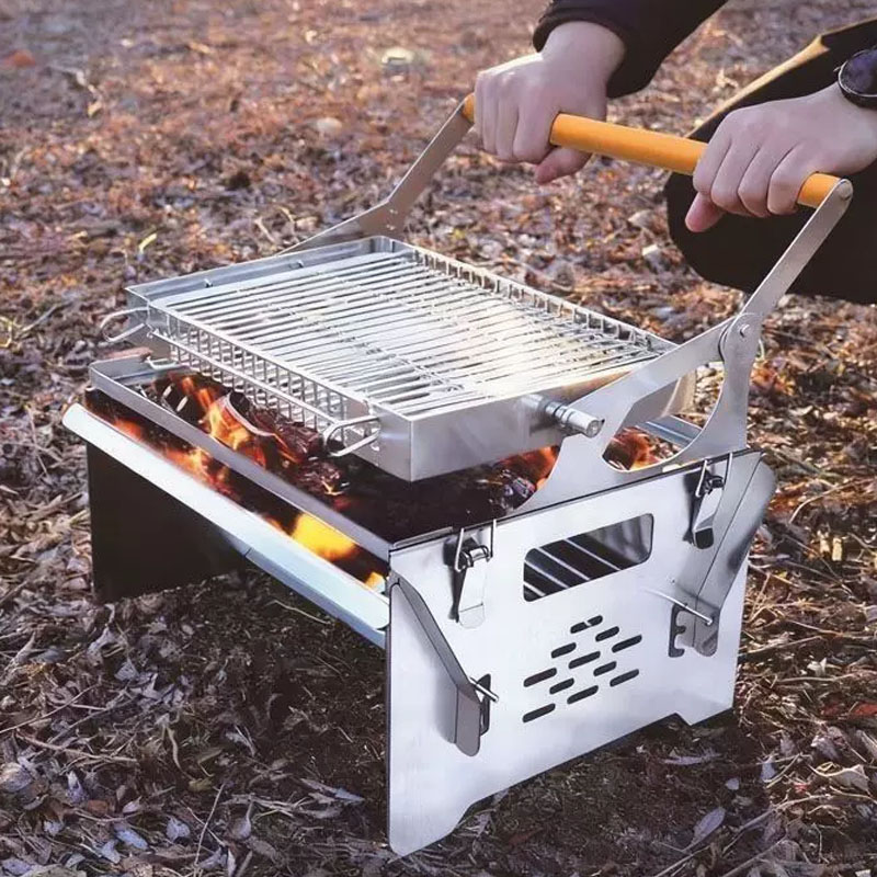 Flip Style BBQ Grill 2 in 1 St - Outdoor Camping Fire Pit recension och pris