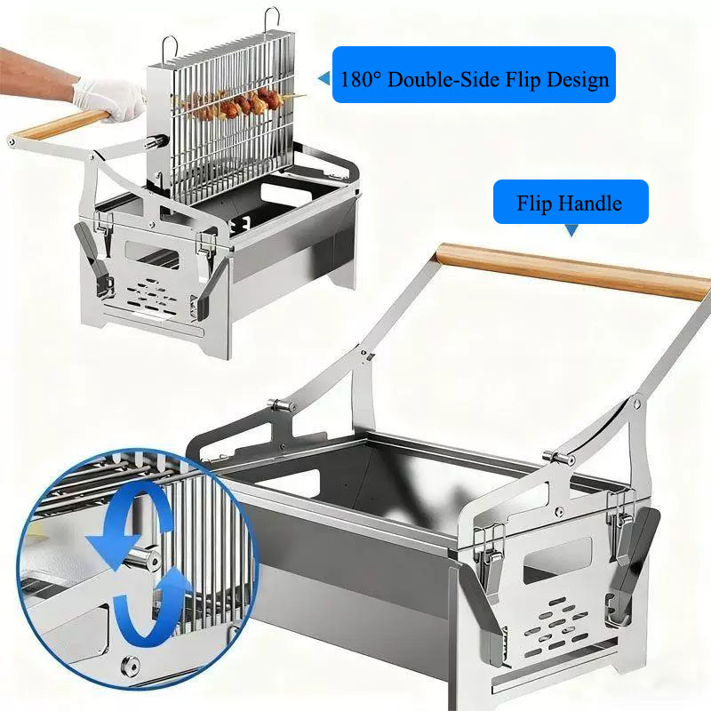 Flip Style BBQ Grill 2 in 1 St - Outdoor Camping Fire Pit recension och pris