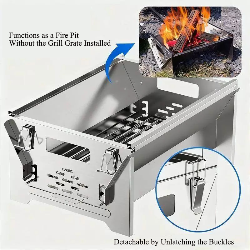 Flip Style BBQ Grill 2 in 1 St - Outdoor Camping Fire Pit recension och pris