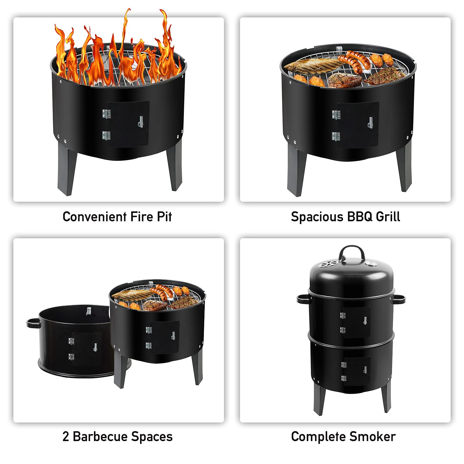 Vertical BBQ Grill Cooker Char - Outdoor Camping Fire Pit recension och pris