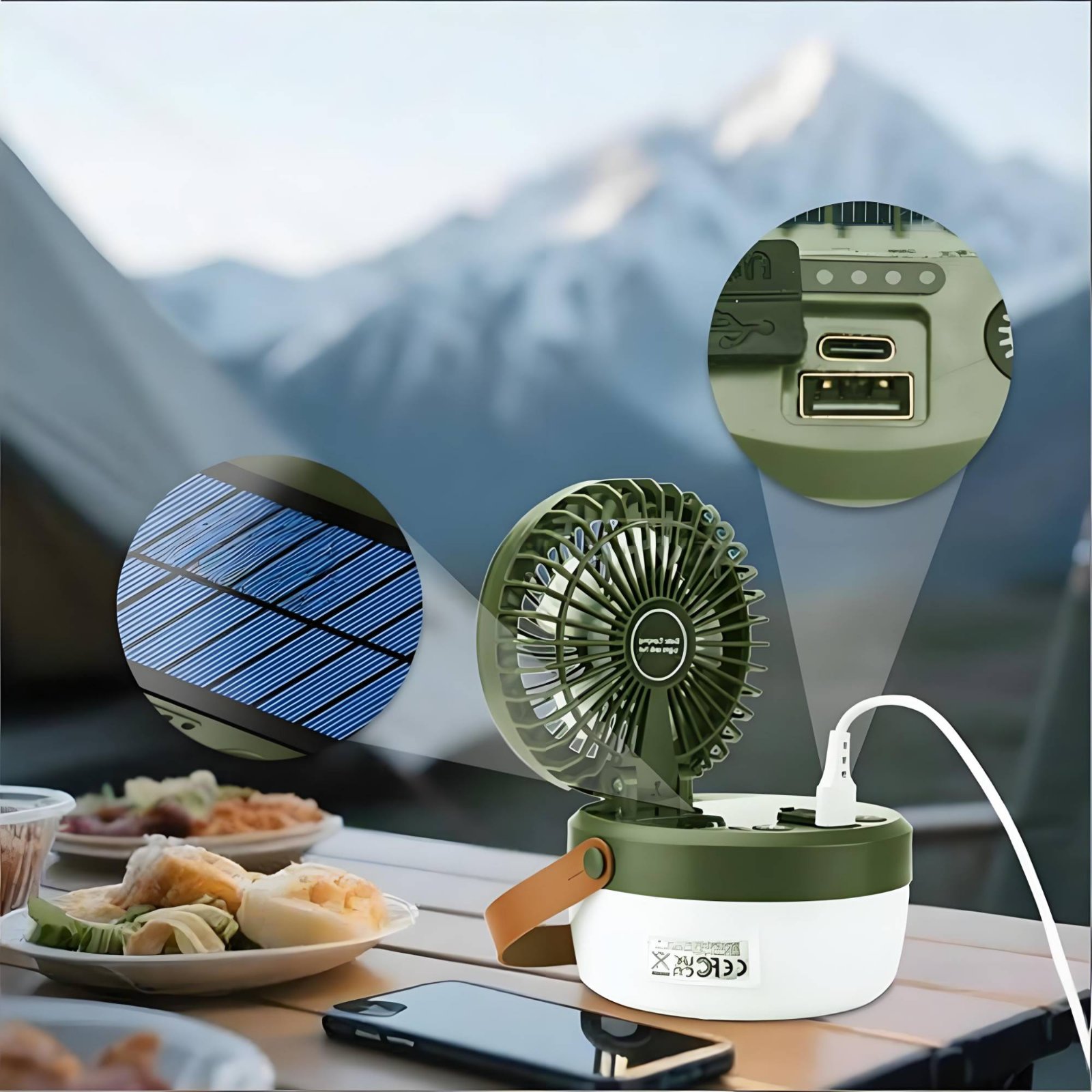 Solar Camping Fan Lantern Fold - Outdoor Camping Fan recension och pris