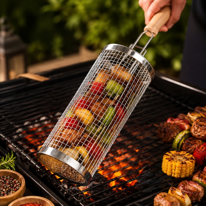 Round Barbecue Grill Basket Se - Outdoor Camping Grill recension och pris
