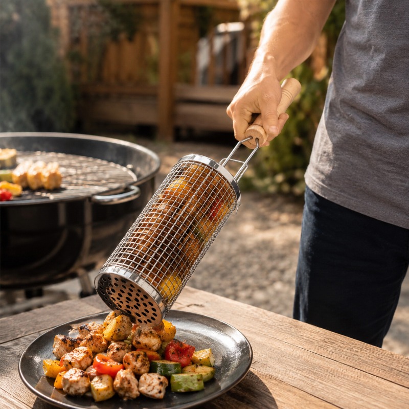 Round Barbecue Grill Basket Se - Outdoor Camping Grill recension och pris
