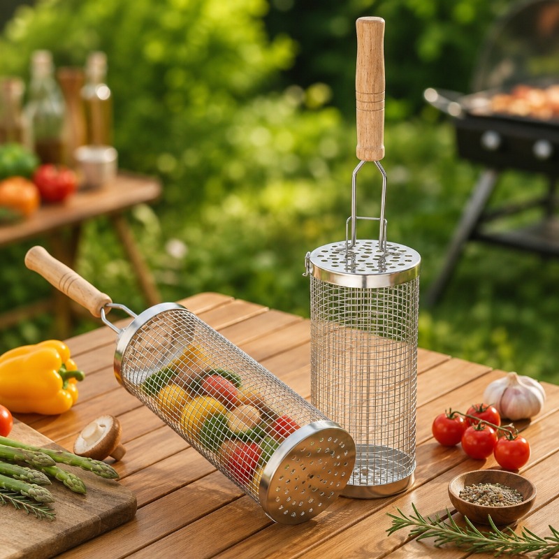 Round Barbecue Grill Basket Se - Outdoor Camping Grill recension och pris