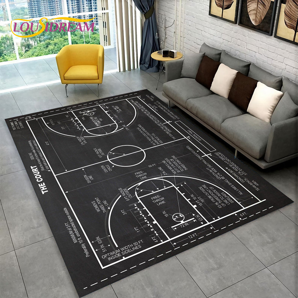 3D Basketball Cour Cartoon Are - Outdoor Camping Rug recension och pris
