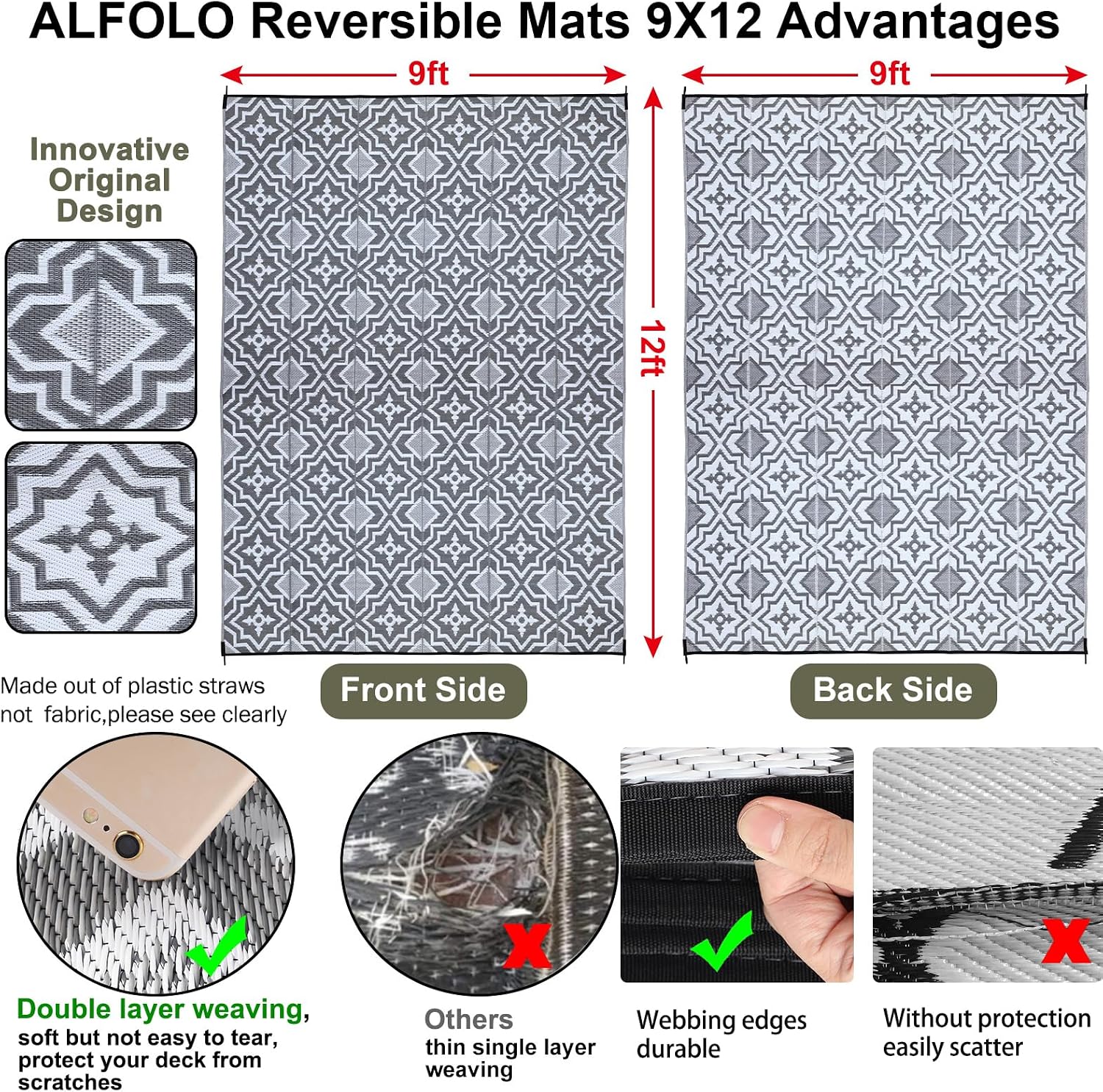 Outdoor Rug 9x12 for Patios Cl - Outdoor Camping Rugs 9X12 recension och pris