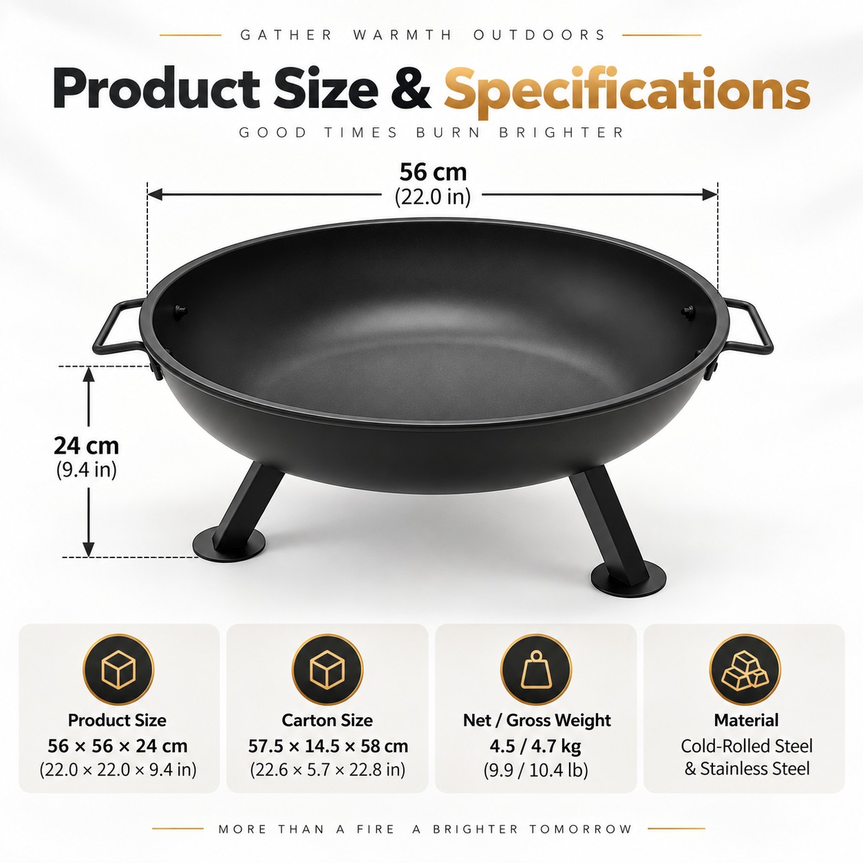 22 Inch Thickened Deep Base Ro - Outdoor Camping Fire Pit recension och pris