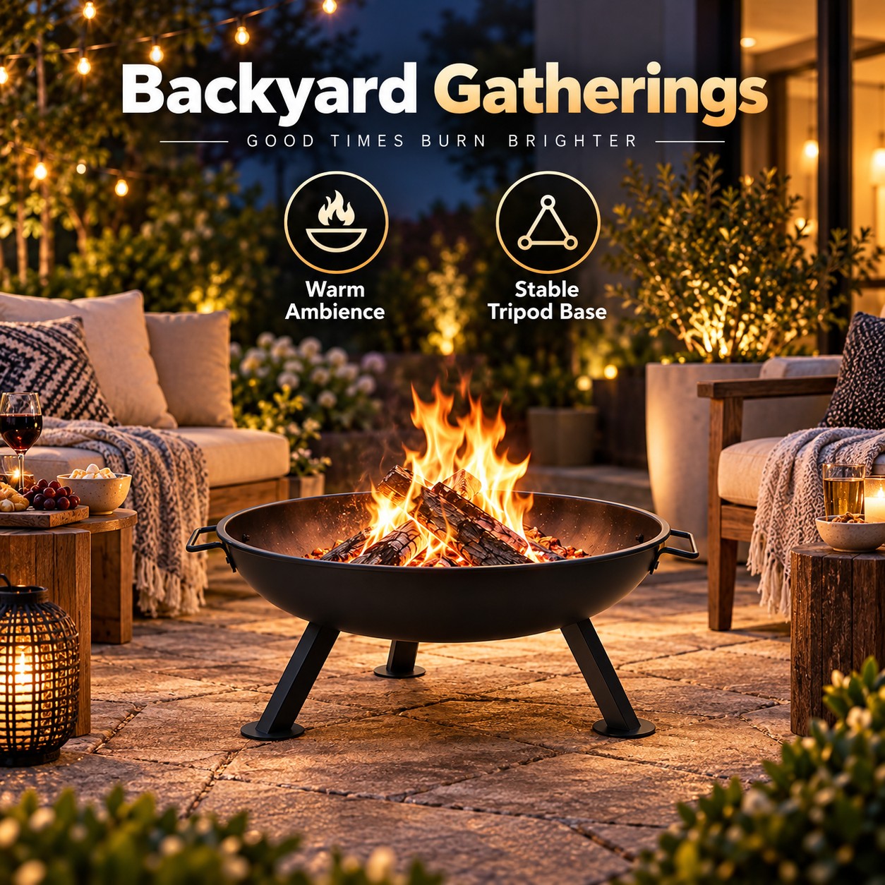 22 Inch Thickened Deep Base Ro - Outdoor Camping Fire Pit recension och pris