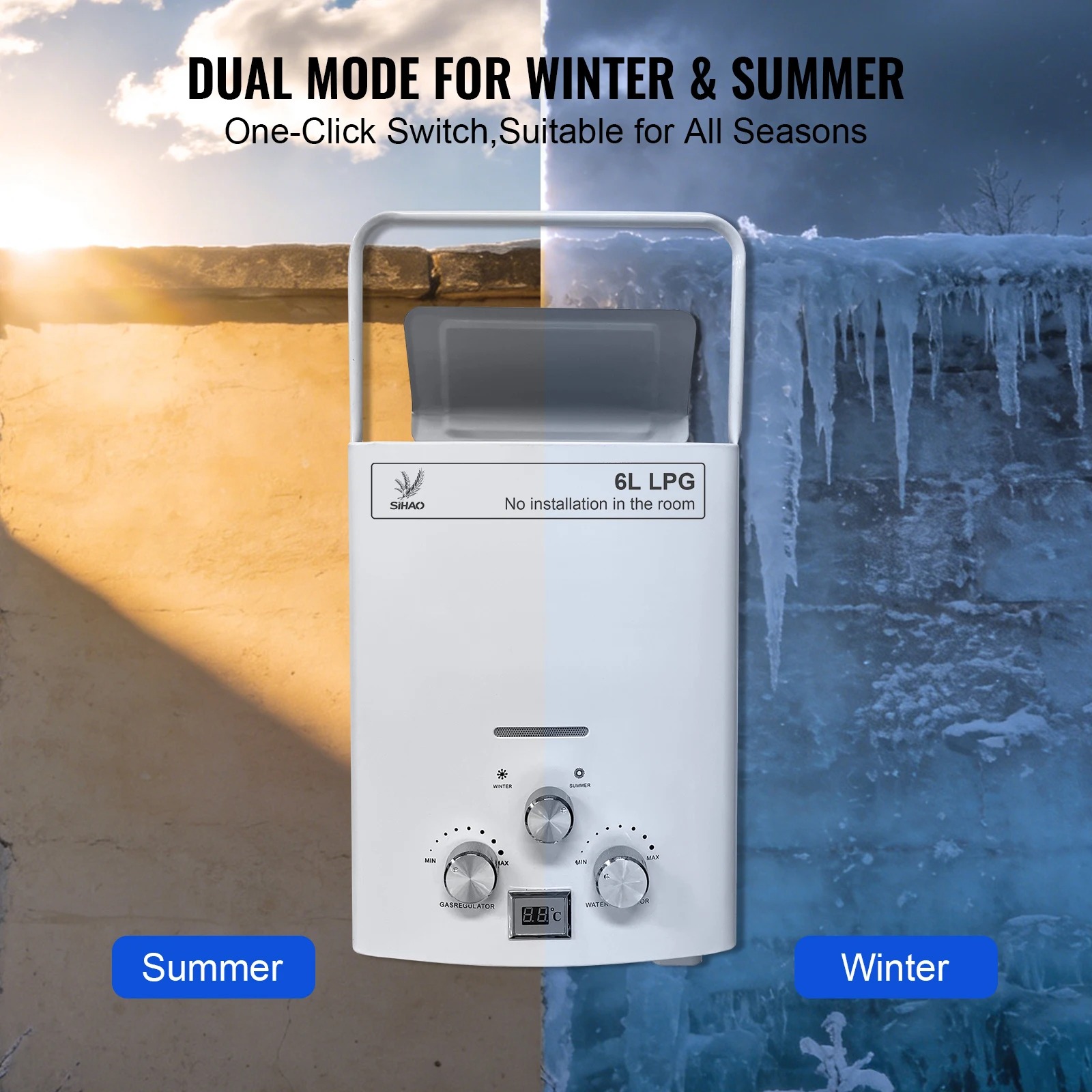 LPG Gas Water Heater|SIHAO 6L  - Outdoor Camping Water Heater recension och pris